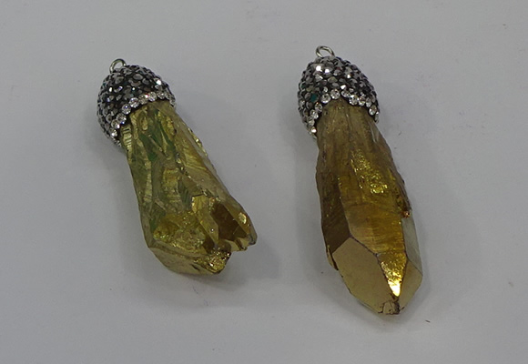 NGP4295 10*30mm - 15*45mmmm nuggets plated quartz pendants