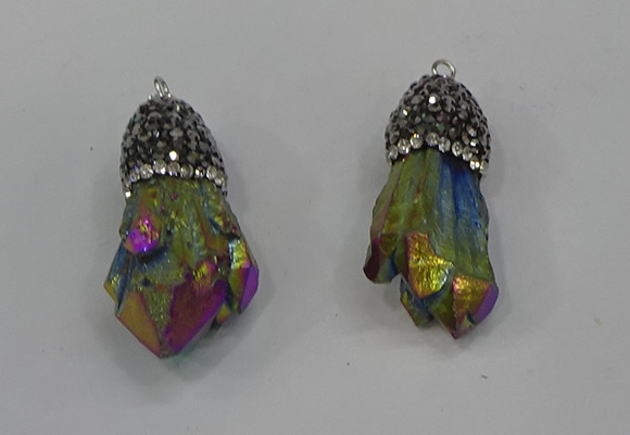NGP4298 10*30mm - 15*45mmmm nuggets plated quartz pendants