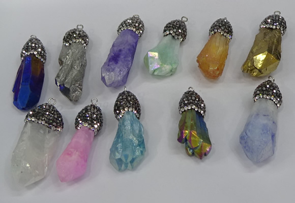 NGP4302 10*30mm - 15*45mmmm nuggets plated quartz pendants
