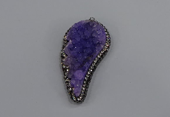 NGP4315 20*40mm - 25*50mm wing-shaped druzy quartz pendants