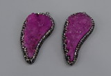 NGP4316 20*40mm - 25*50mm wing-shaped druzy quartz pendants