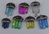 NGP4341 22*30mm - 25*35mm sticks white crystal pendants