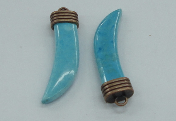 NGP4517 12*50mm - 12*55mm horn blue turquoise pendants wholesale