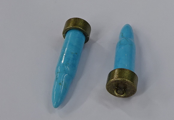 NGP4541 15*52mm bullet-shaped white howlite turquoise pendants
