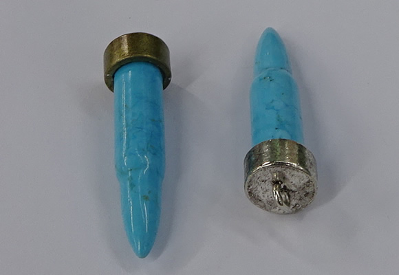 NGP4542 15*52mm bullet-shaped white howlite turquoise pendants