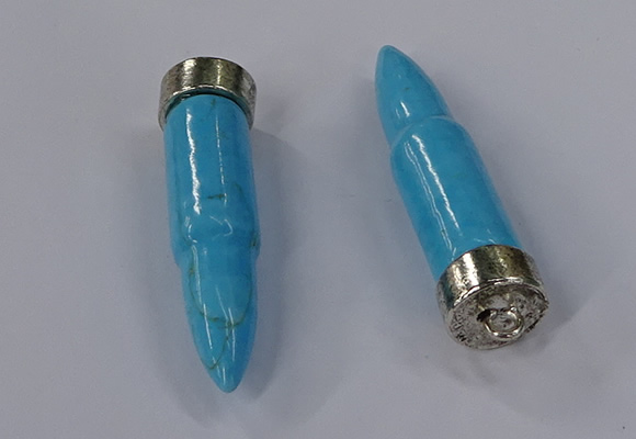 NGP4548 15*62mm bullet-shaped white howlite turquoise pendants