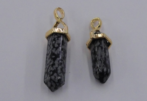 NGP5046 8*30mm sticks snowflake obsidian pendants wholesale