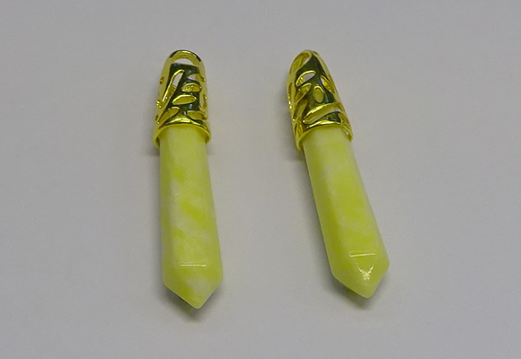 NGP5444 10*65mm sticks lemon jade gemstone pendants wholesale