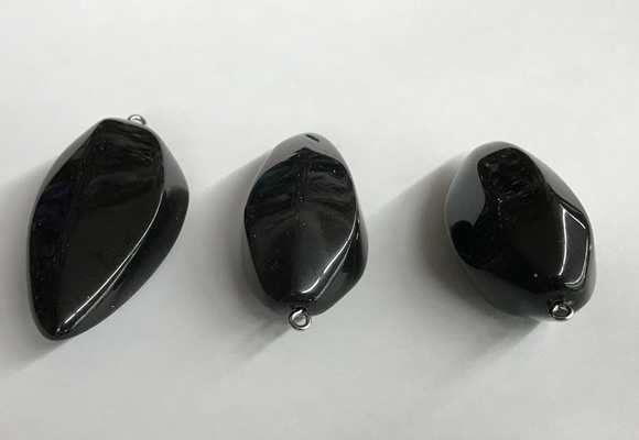 NGP5573 18*40mm - 23*58mm teardrop black agate pendants