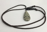 NGP5633 Jasper flat teardrop pendant with nylon cord necklace