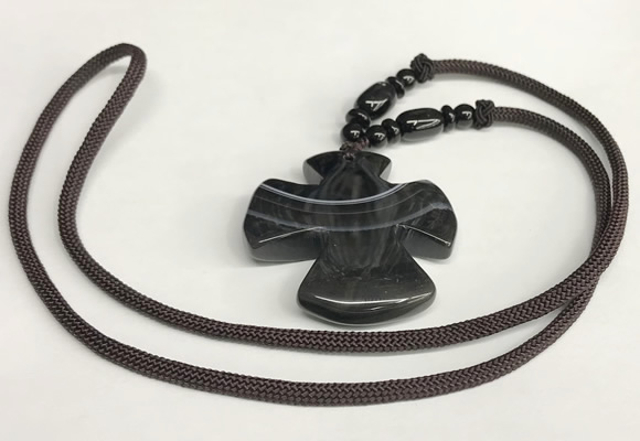 NGP5682 Agate flower pendant with nylon cord necklace