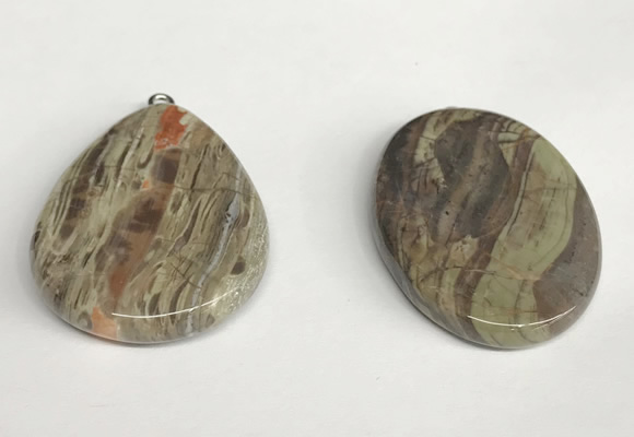 NGP5748 30*40mm flat teardrop rainforest agate pendants
