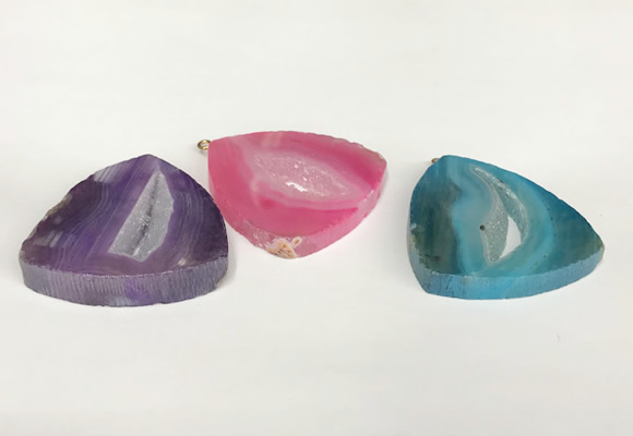 NGP5824 45*45mm triangle agate gemstone pendants wholesale