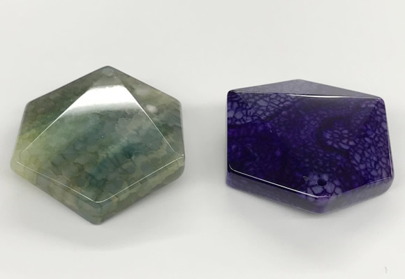 NGP5827 46*46mm faceted hexagon agate gemstone pendants wholesale