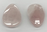 NGP5847 35*55mm faceted flat teardrop rose quartz pendants wholesale