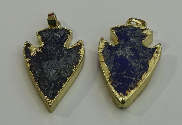 NGP6003 22*30mm - 25*35mm arrowhead lapis lazuli gemstone pendants