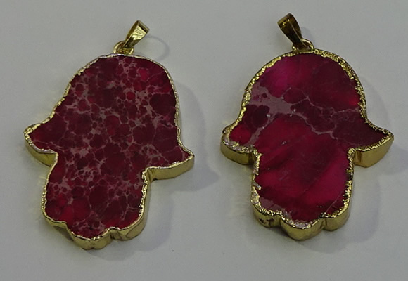 NGP6033 22*40mm - 25*45mm hamsahand sea sediment jasper pendants