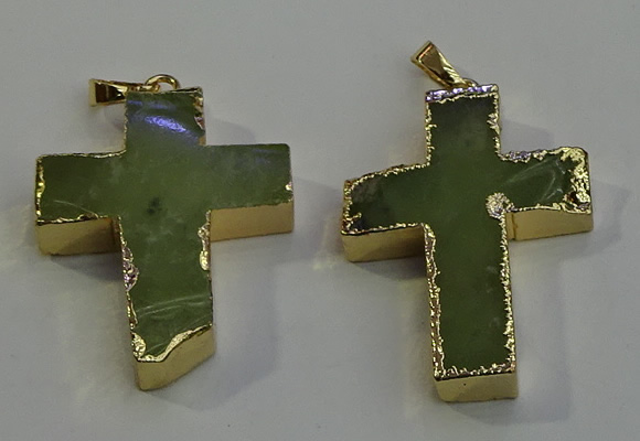 NGP6040 30*40mm - 35*45mm cross green rutilated quartz pendants