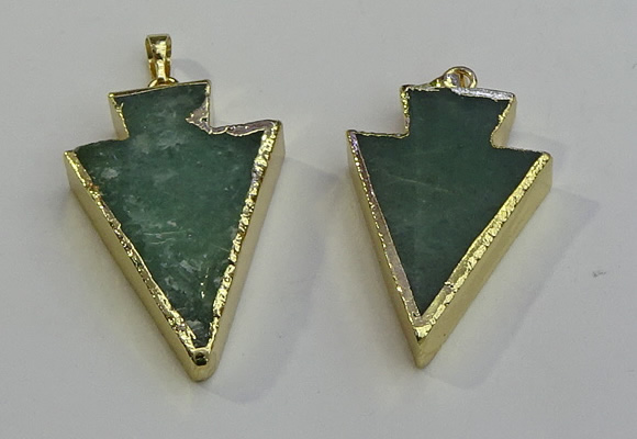 NGP6063 20*40mm - 25*45mm arrowhead green aventurine pendants
