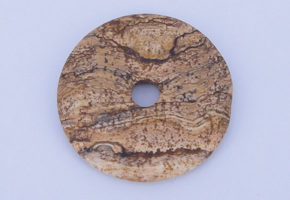 NGP607 5pcs 5*40mm picture jasper gemstone donut pendants wholesale