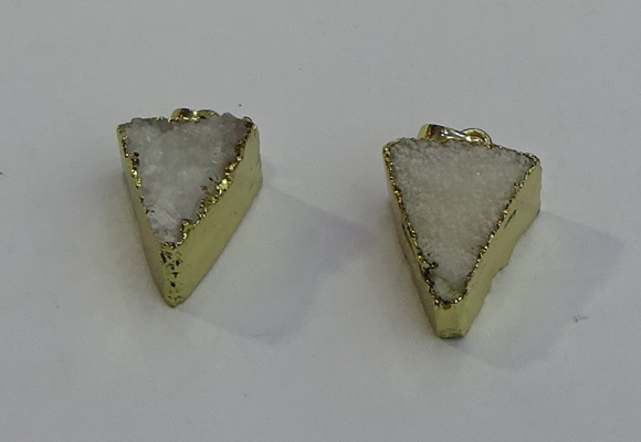 NGP6073 20*25mm - 25*35mm triangle druzy quartz pendants