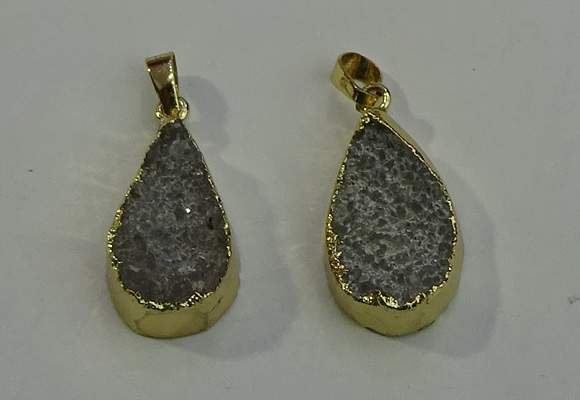 NGP6078 15*25mm – 18*30mm flat teardrop druzy agate pendants
