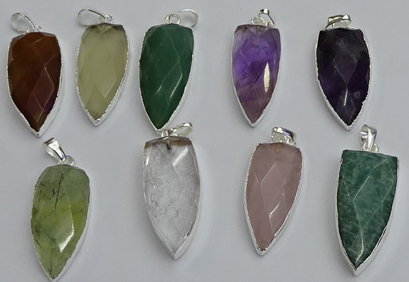 NGP6115 12*35mm - 15*40mm arrowhead mixed gemstone pendants