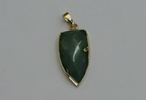 NGP6124 12*35mm - 15*40mm arrowhead green aventurine pendants