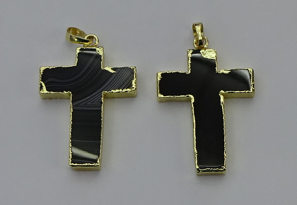 NGP6173 25*40mm - 30*40mm cross agate gemstone pendants