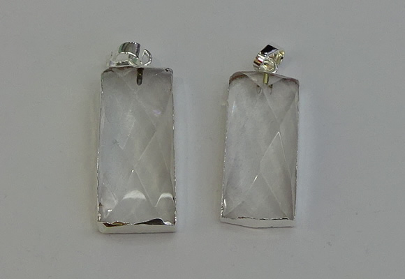 NGP6180 14*30mm - 15*38mm faceted rectangle white crystal pendants