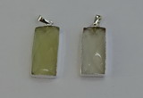 NGP6183 14*30mm - 15*38mm faceted rectangle lemon quartz pendants
