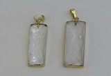 NGP6198 14*30mm - 15*38mm faceted rectangle white crystal pendants