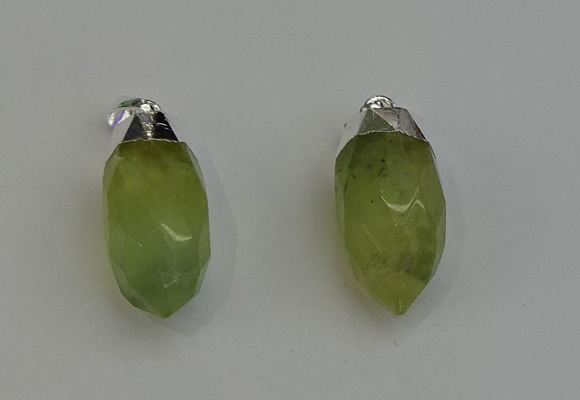 NGP6223 12*28mm - 15*30mm faceted bullet green rutilated quartz pendants