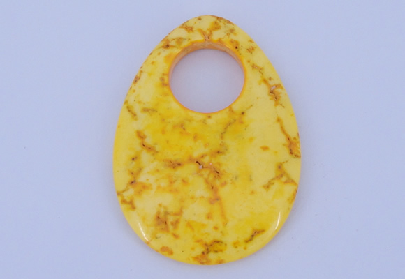 NGP623 5pcs 45*62mm flat teardrop yellow agate gemstone pendants