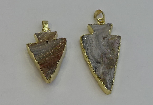 NGP6280 22*35mm - 24*45mm arrowhead druzy agate pendants