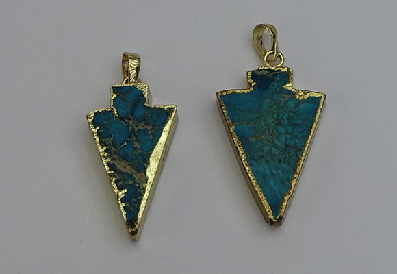 NGP6316 20*35mm - 25*40mm arrowhead sea sediment jasper pendants