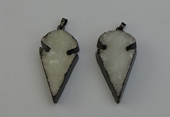 NGP6396 20*40mm - 25*45mm arrowhead druzy agate pendants