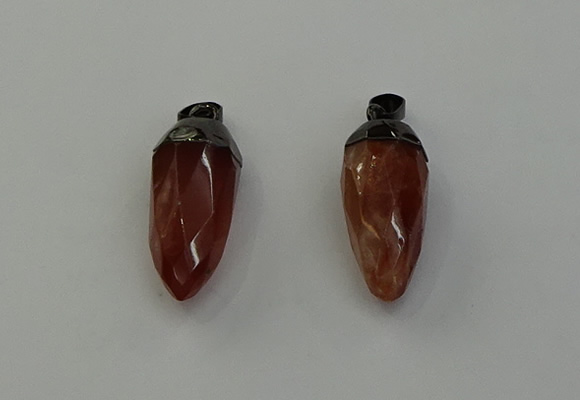 NGP6442 12*24mm - 15*30mm faceted bullet red rabbit hair pendants
