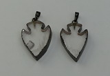 NGP6450 22*28mm - 25*35mm arrowhead white crystal pendants