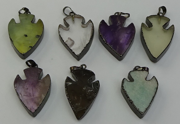 NGP6468 22*28mm - 25*35mm arrowhead mixed gemstone pendants