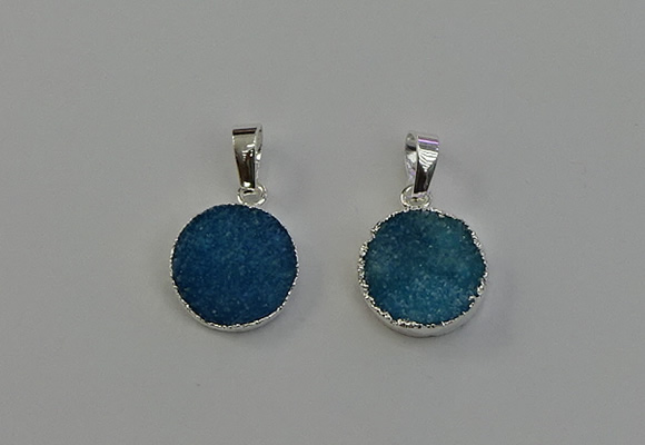 NGP6513 15mm - 16mm coin druzy agate pendants wholesale
