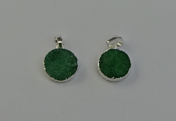 NGP6514 15mm - 16mm coin druzy agate pendants wholesale