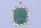 NGP652 5pcs 38*40mm rectangle brass with green aventurine pendants