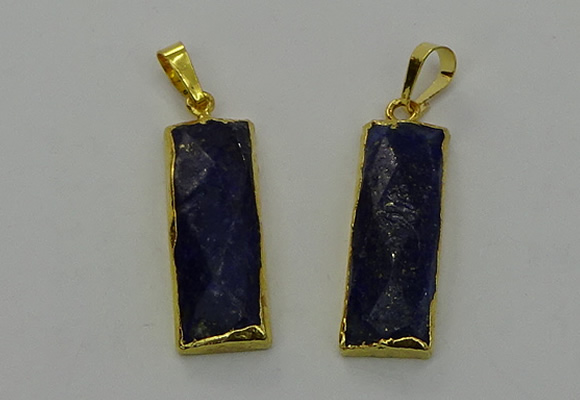 NGP6567 14*30mm - 15*38mm faceted rectangle lapis lazuli pendants