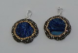NGP6595 28mm - 30mm flower plated druzy agate gemstone pendants