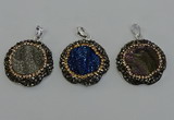 NGP6598 28mm - 30mm flower plated druzy agate gemstone pendants