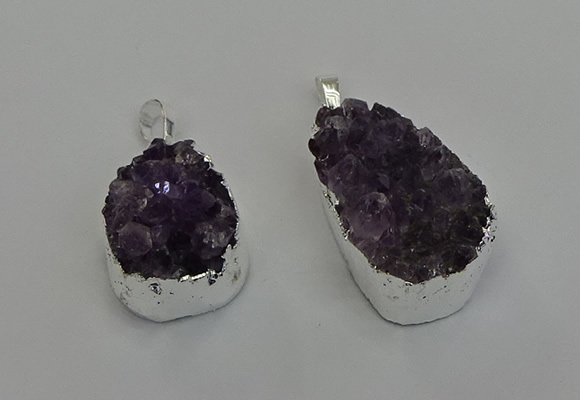 NGP6604 20*25mm - 20*30mm freeform druzy amethyst pendants