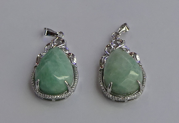 NGP6615 22*30mm faceted teardrop amazonite gemstone pendants