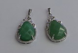 NGP6616 22*30mm faceted teardrop green aventurine gemstone pendants