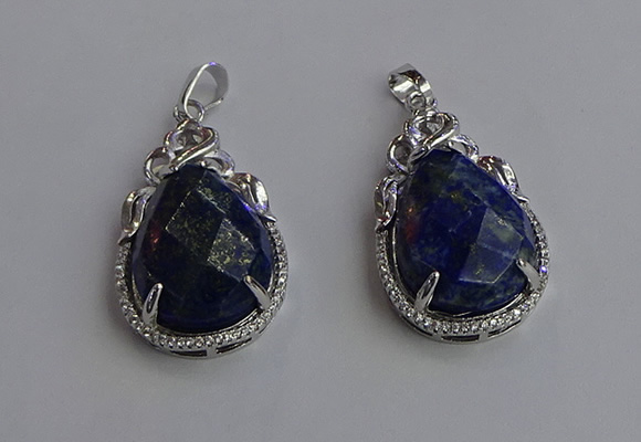 NGP6623 22*30mm faceted teardrop lapis lazuli gemstone pendants